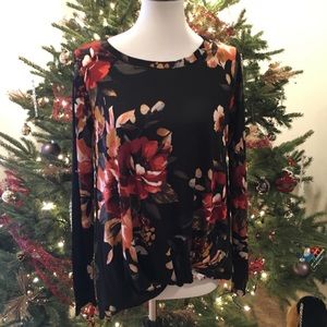 Floral long sleeve knot top